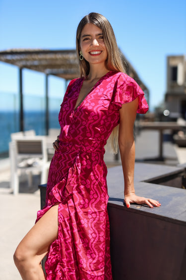 Vestido largo de seda y kimono Eterna