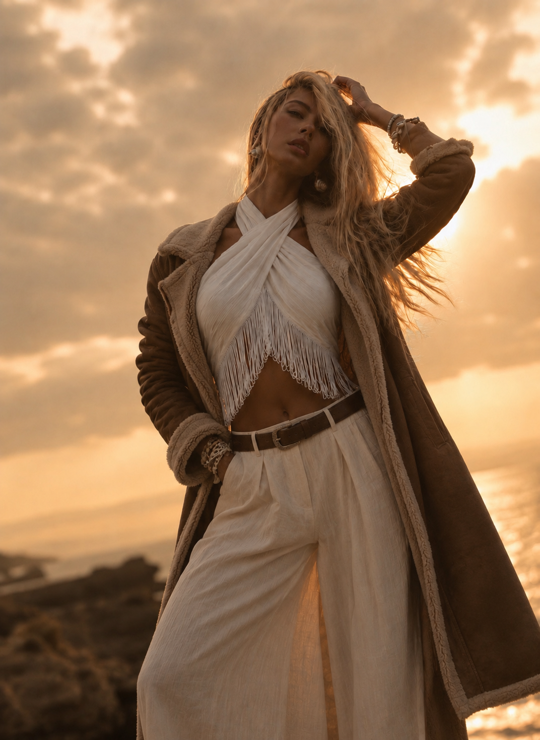 Top crop Flecos Blanco