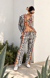 Thumbnail for Conjunto de blusa y pantalón estampado geométrico africa