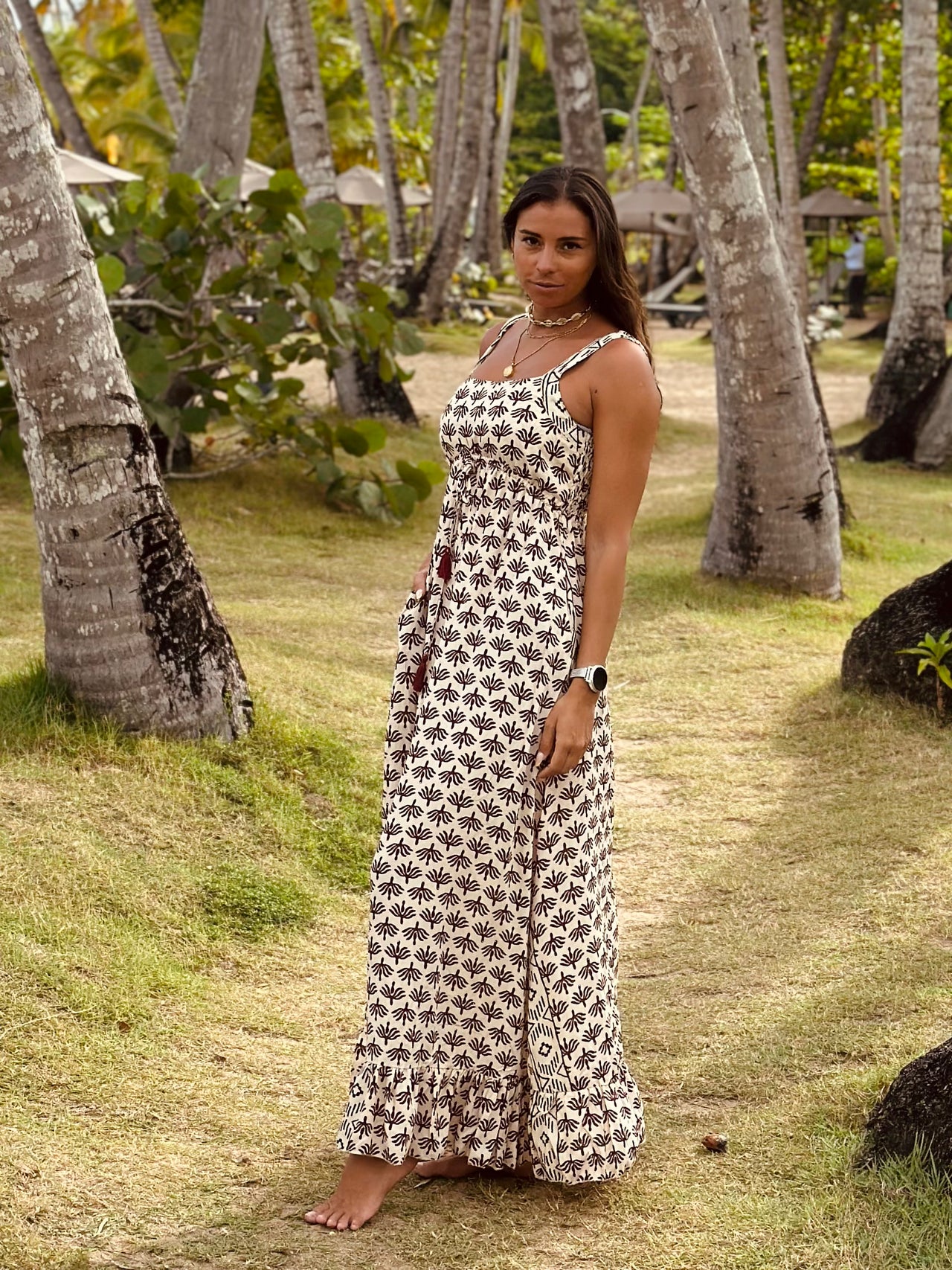 Vestido Largo Block Print