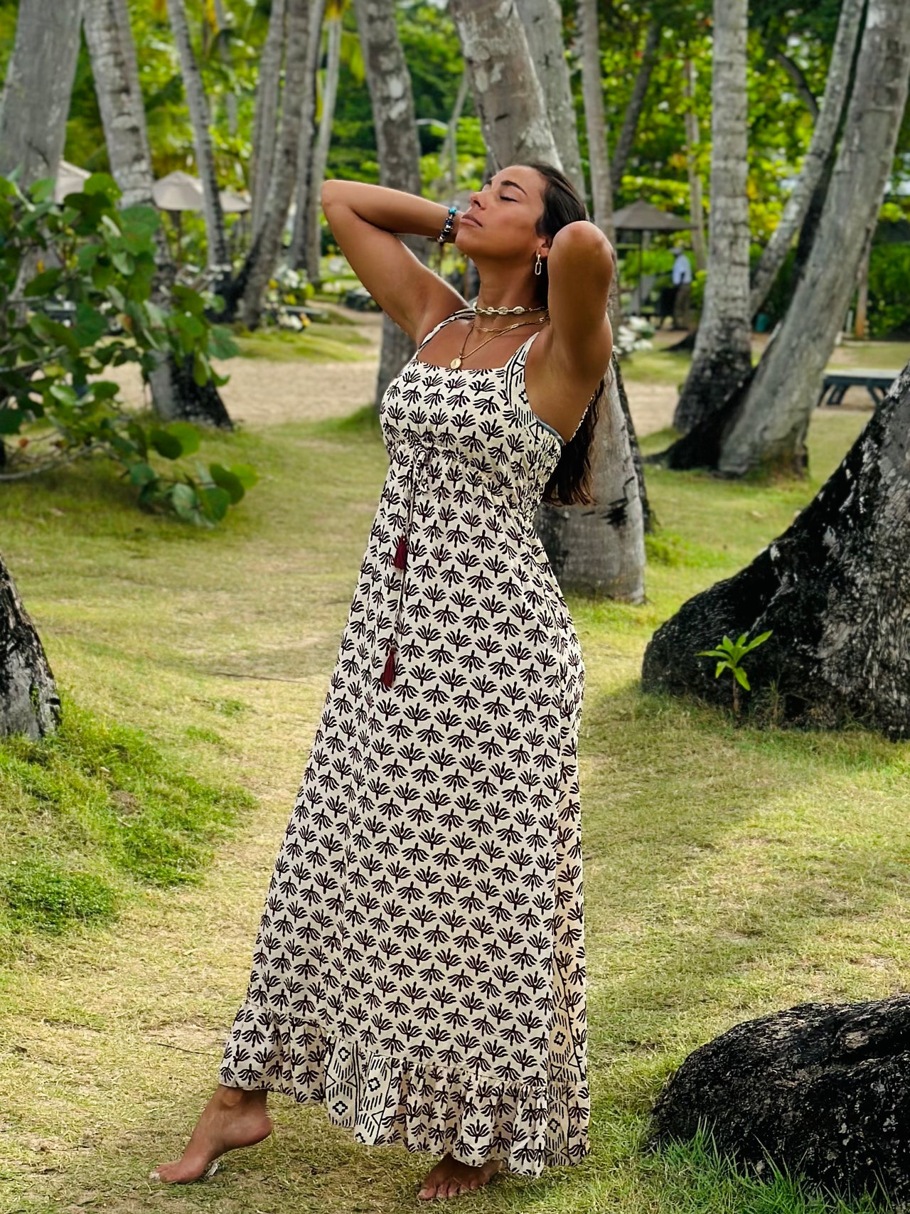 Vestido Largo Block Print