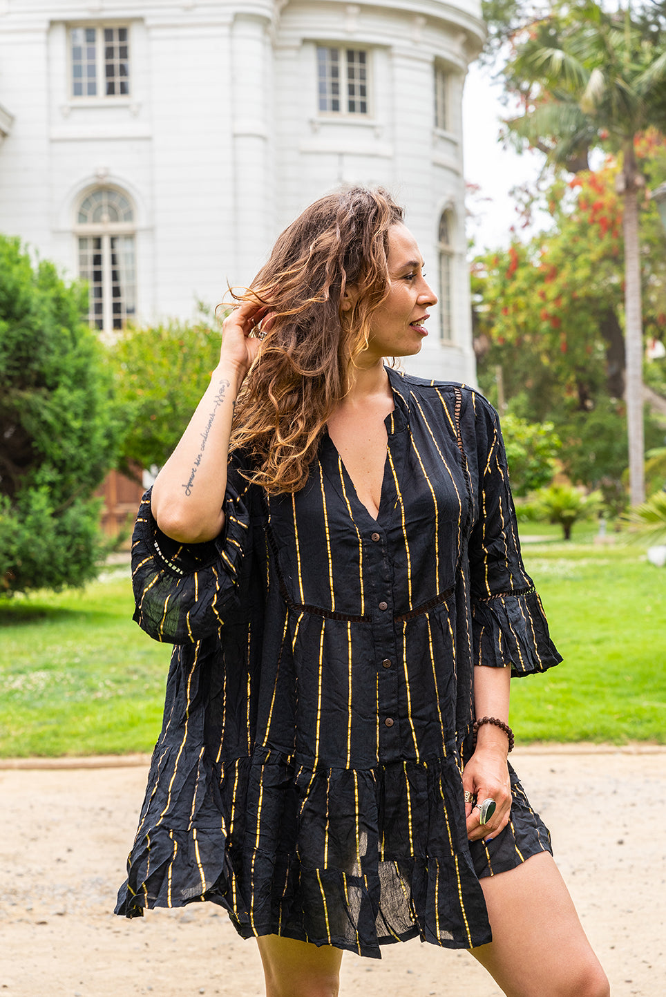 Vestido corto BOHO GOLDEN BLACK