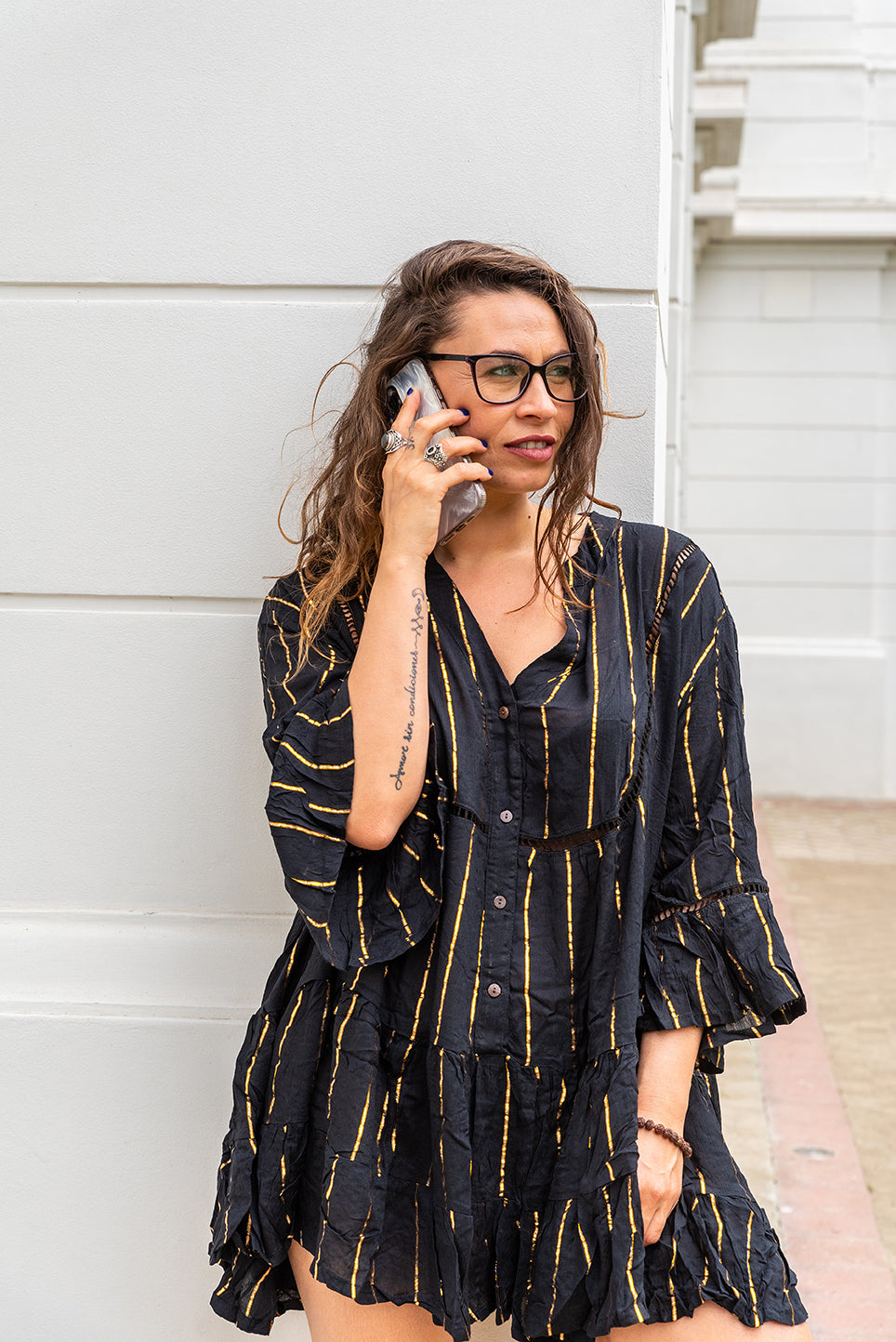 Vestido corto BOHO GOLDEN BLACK