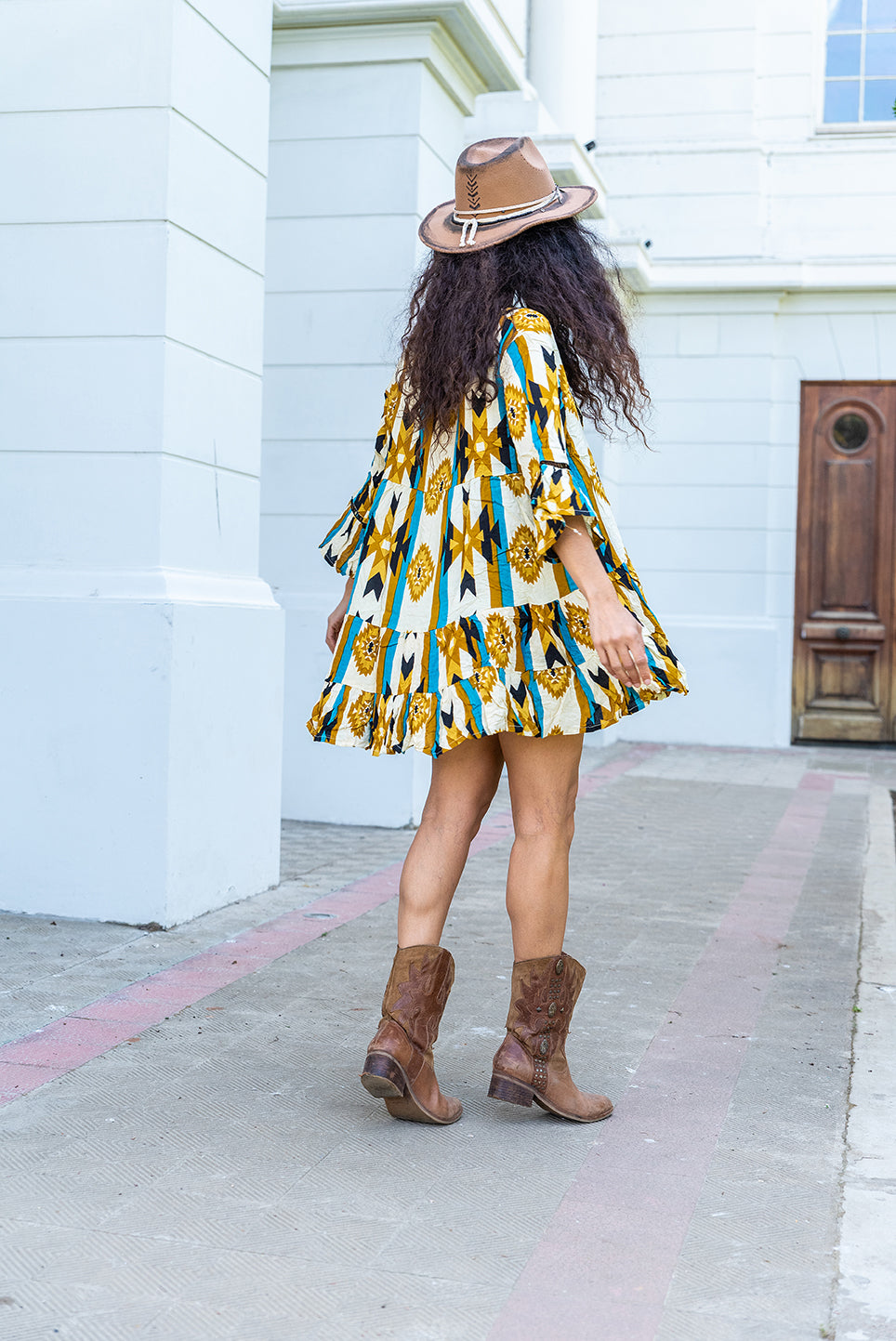 Vestido corto BOHO BLOCK PRINT MAYA