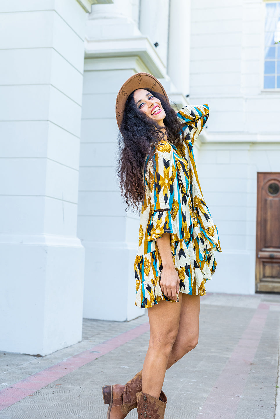Vestido corto BOHO BLOCK PRINT MAYA