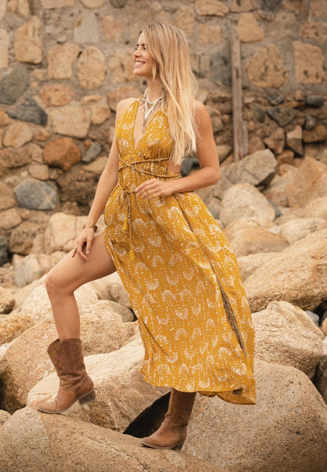 Vestido Largo Tulum Block Print