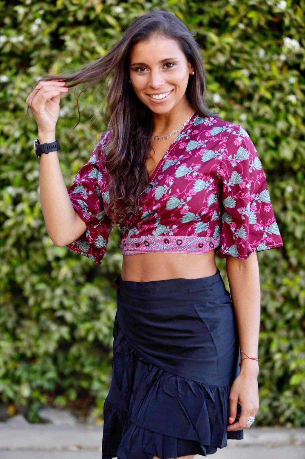 Outfit Falda Midi Falda Pareo Negra Corta Skirt Pollera Pareo Roja